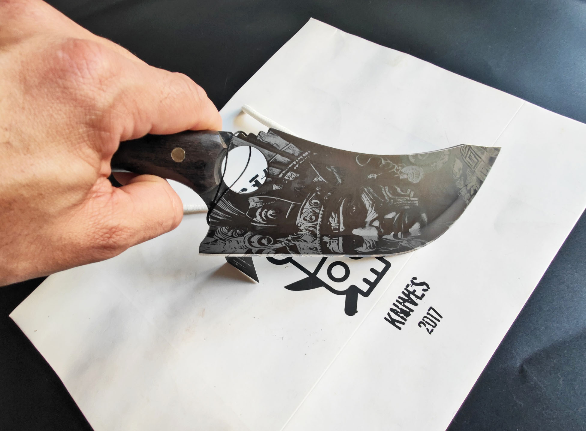 DC-116-Indian-American- Butcher Knife Black Blade with American Indian