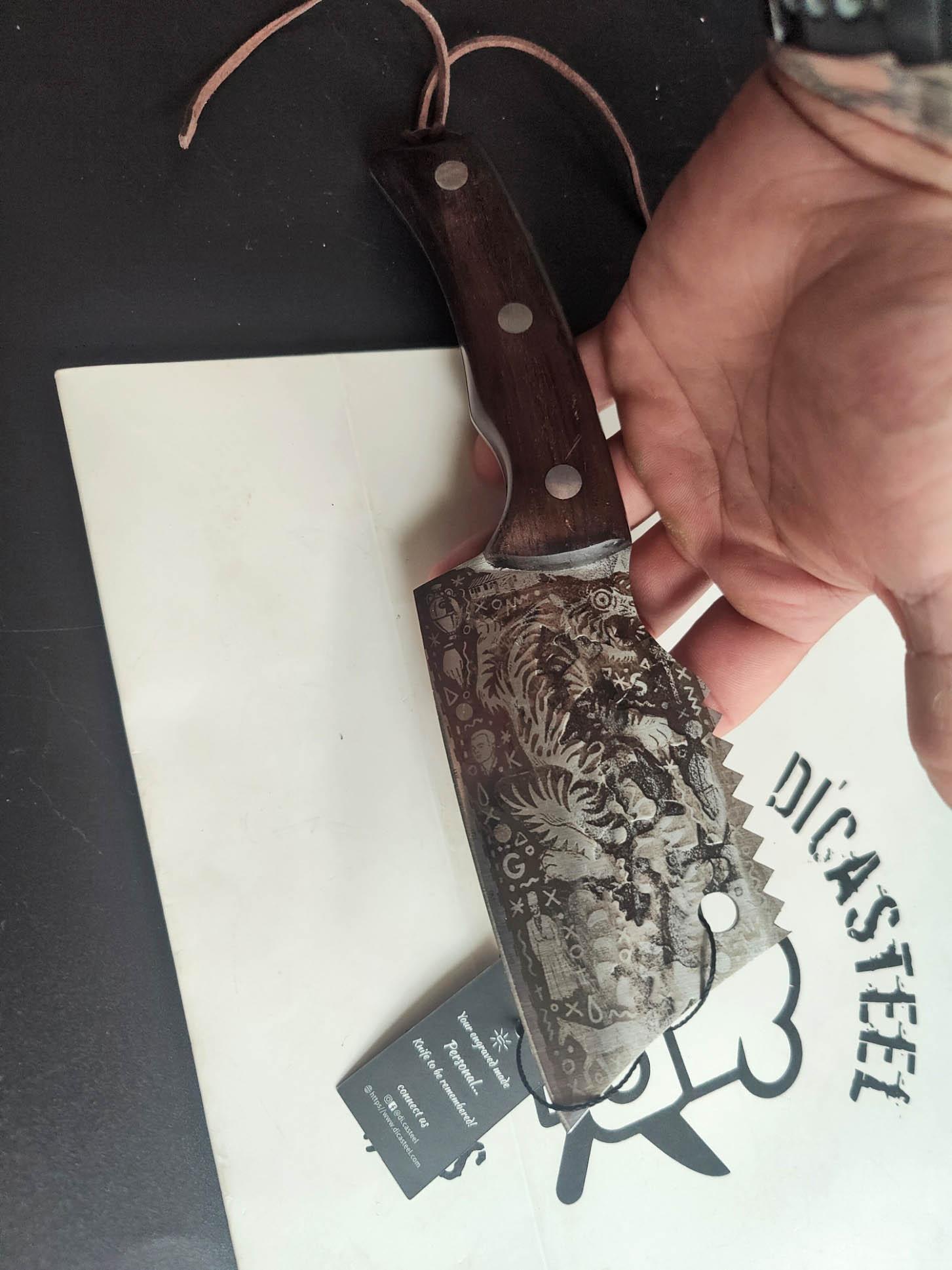 Mini Cleaver Knife 5’5 with Asia Tiger Engraving