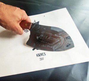 DC-055 Black Cleaver knife With Gladiator Engraving - 0