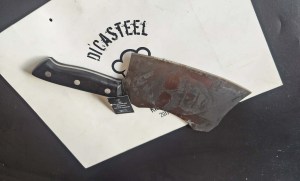 DC-207 All Black Cleaver Heavy Knife Broken Head Engraving 5