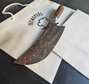 DC-117 Custom Butcher Knife with Aztec Fighter Engraving 6