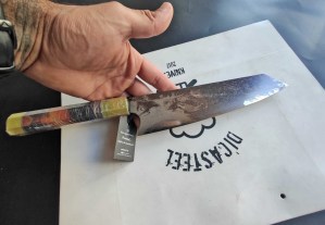 DCVG-013- Damascus Japanese Kiritsuke Knife Lion Engraving second 4