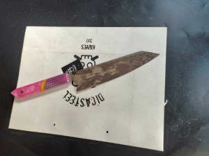 DCVG-024 Damascus Kiritsuke Knife With Japanese Cat Engraving 4